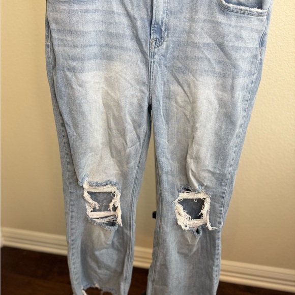 Distressed Light Blue Flare Jeans - Picture 8 of 8